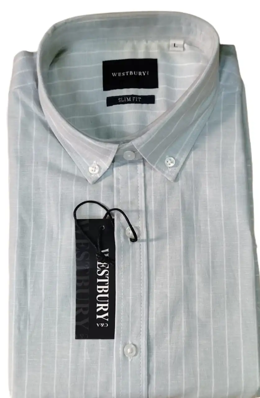 Light Ice Blue with White Vertical Stripe